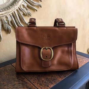 Classic Coach Buckle Flap Handbag in Saddle Brown